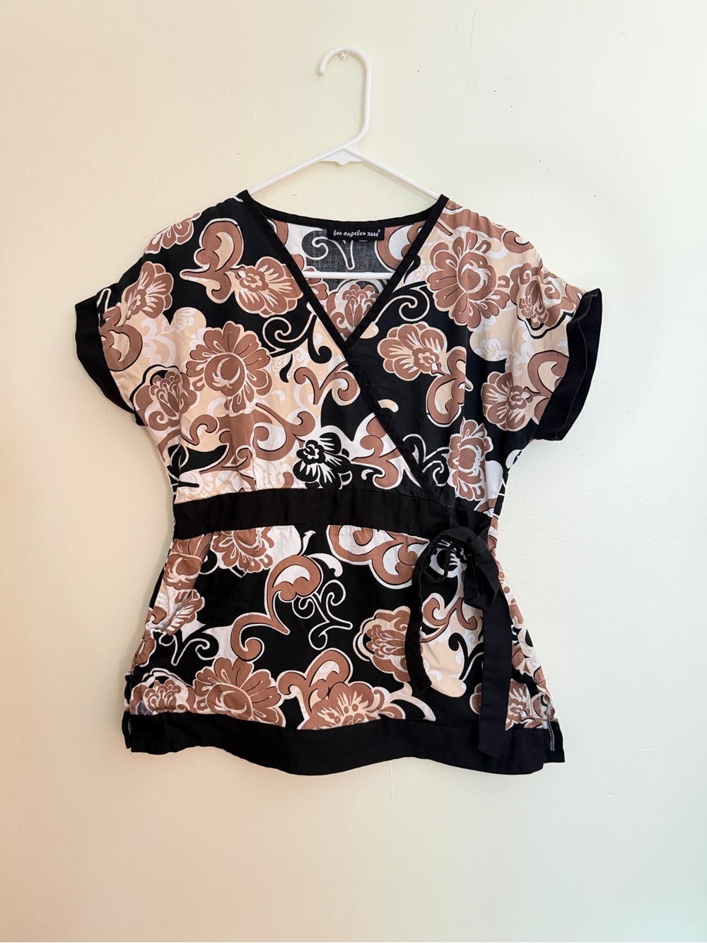 Floral Asian Style Wrap V-Neck Y2K Top